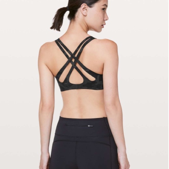Lululemon Light Strides Bra Black Camo sz 6 - Picture 4 of 8